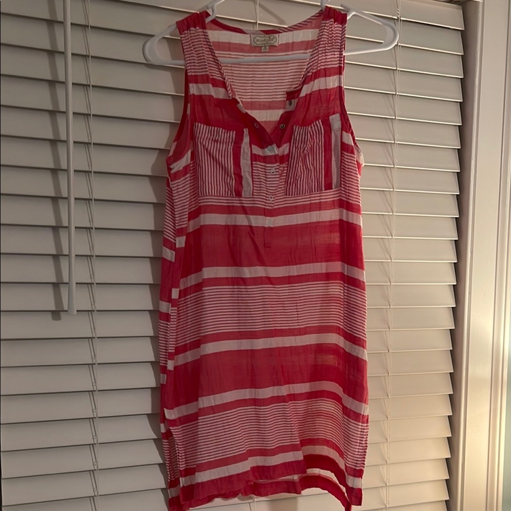Pink and White Striped Mud Pie cover up dress